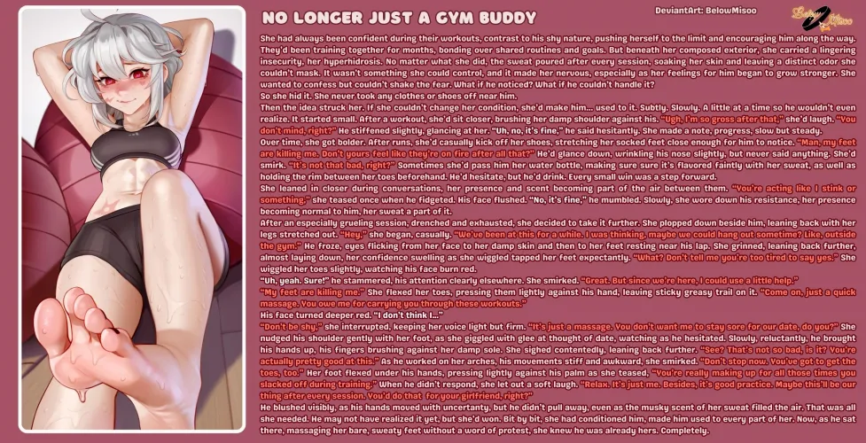 No longer just a gym buddy [feet] [smell] [sweat] [dubcon] [mind break]