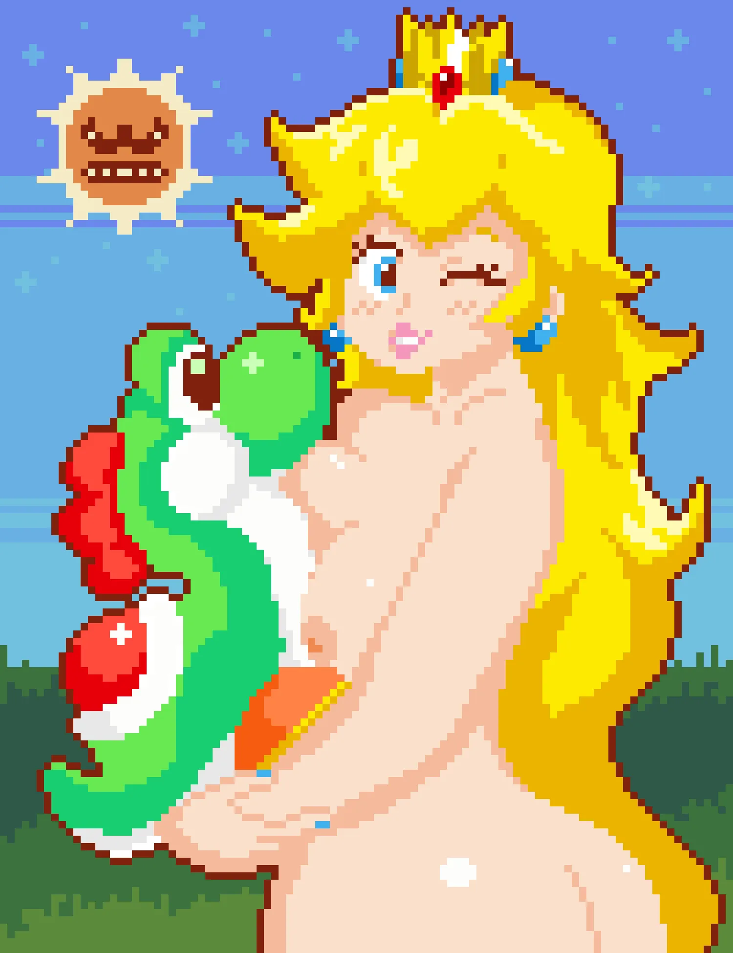 Peach with her plush yoshi (ChickenBreasts)