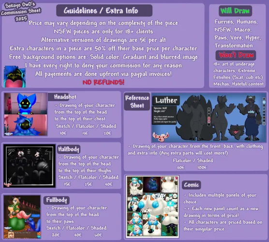 {promo} Febuary comms are open! I'm open to 10 slots and will be closing em on febuary 7th, toss me a dm if you're interested :>