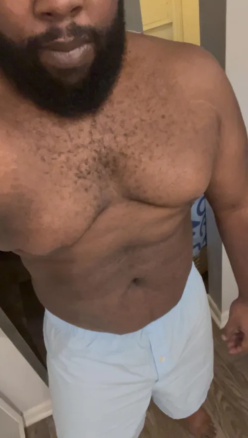 Relaxing after work in Goodfellow boxers.