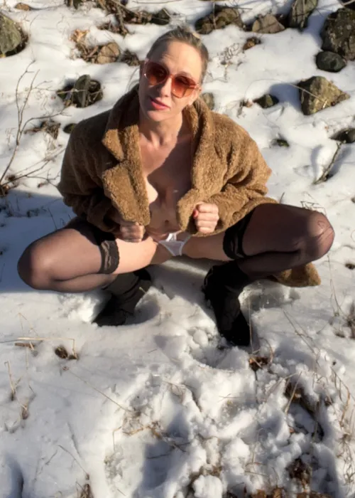 White lingerie in the snow.