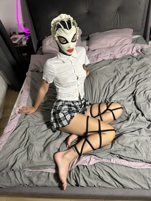 My tied legs and the hood make me go wild