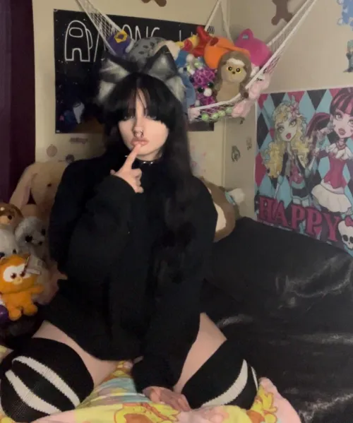 [oc] What would you do if you saw a goth puppy on your bed?