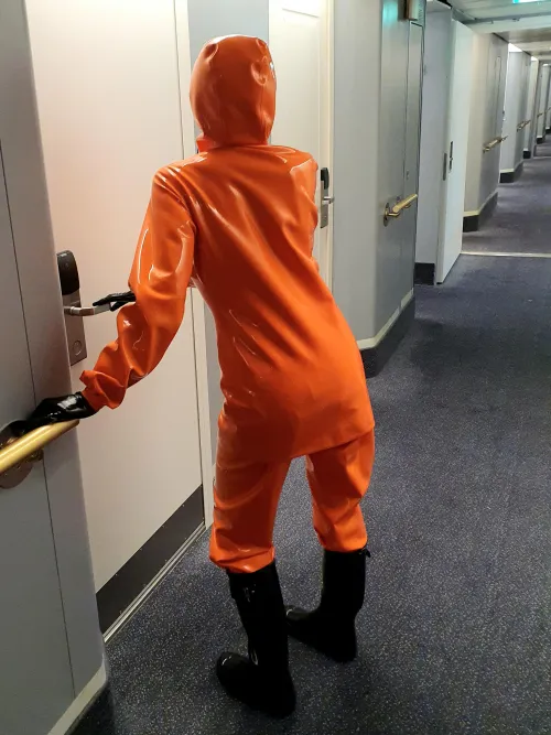 Out in full latex raingear!