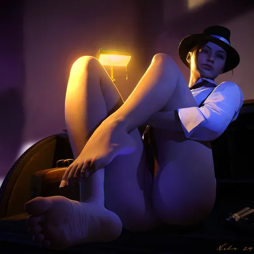 Resident Evil Pinup: Claire Noire (Nibs3D) [Resident Evil 2: Remake]