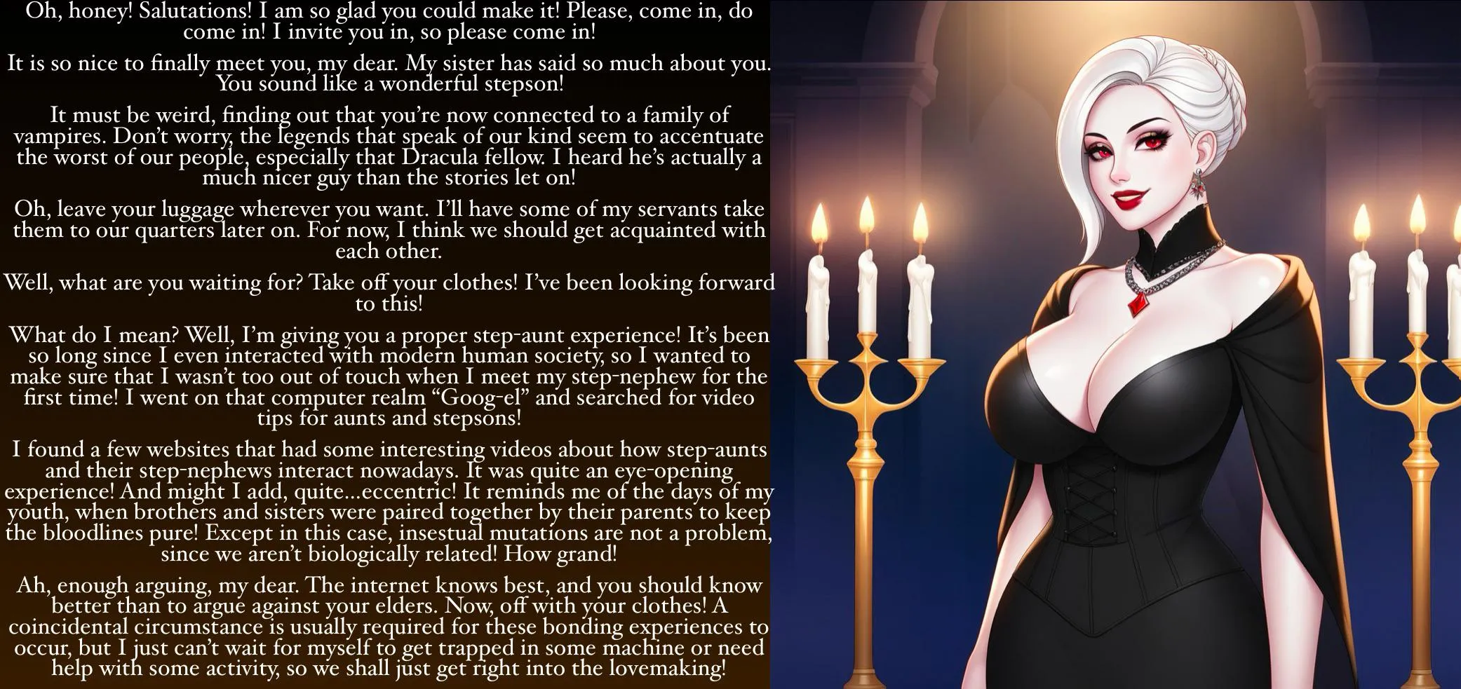 She’s a little confused, but she’s got the spirit [vampire] [step-family] [watching porn for the story(or research in this case)] [internet illiteracy] [minor confusion] [imminent sex]