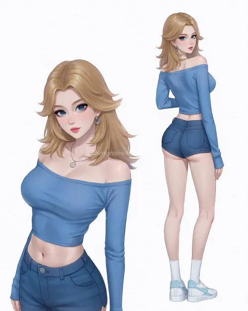 Sue Storm in Crop Top & Denim Shorts [Marvel]