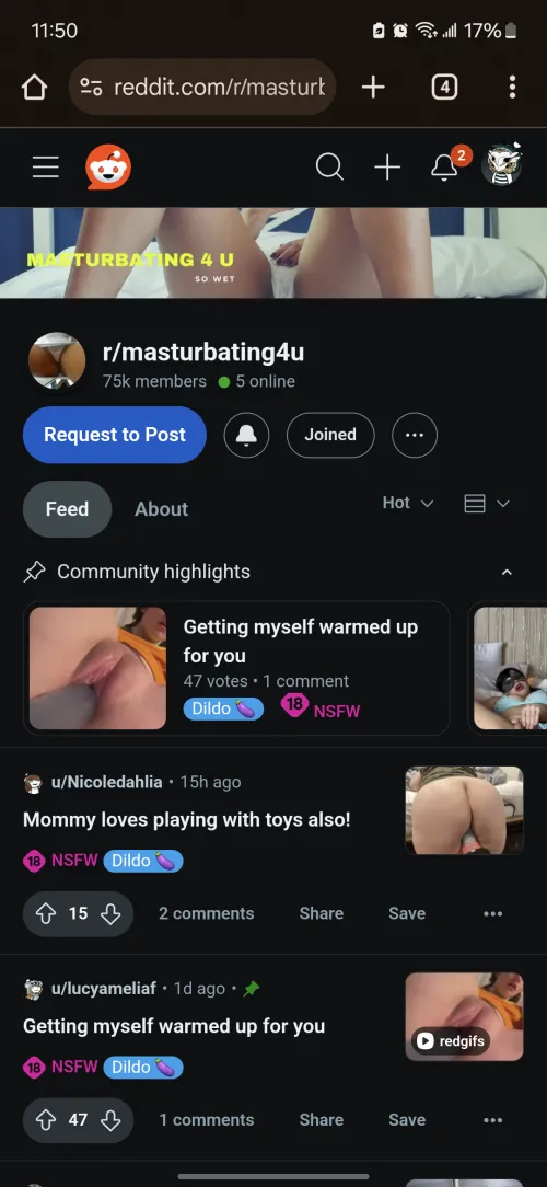 Support and Join R/MASTURBATING4U .......... 75000 MEMBERS CURRENTLY AND GROWING DAILY. Lick my