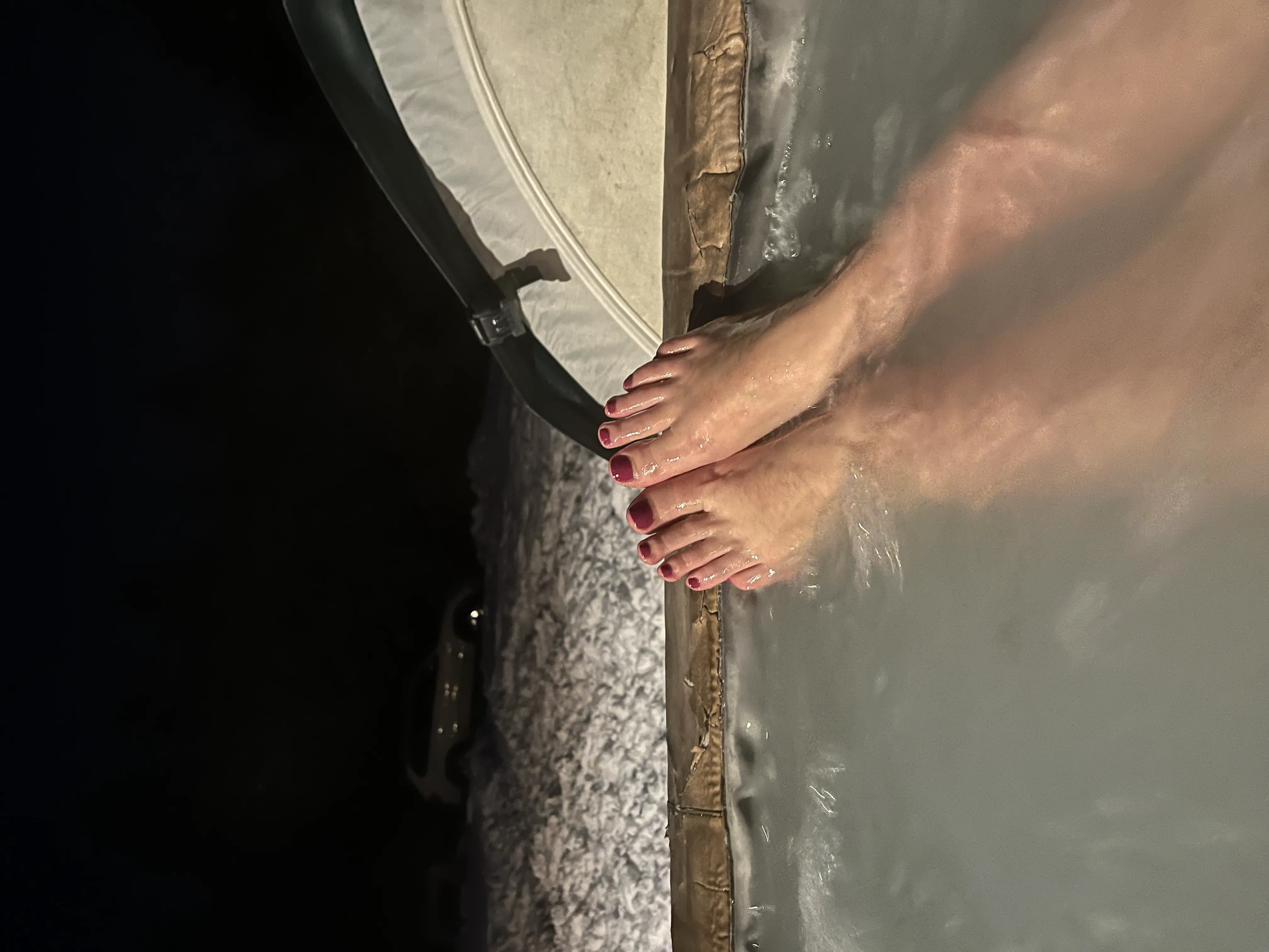 They're peeking out from the hot tub to say hello!