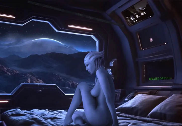 Blue candy feeling lonely on an Asari outpost. (Rastifan)