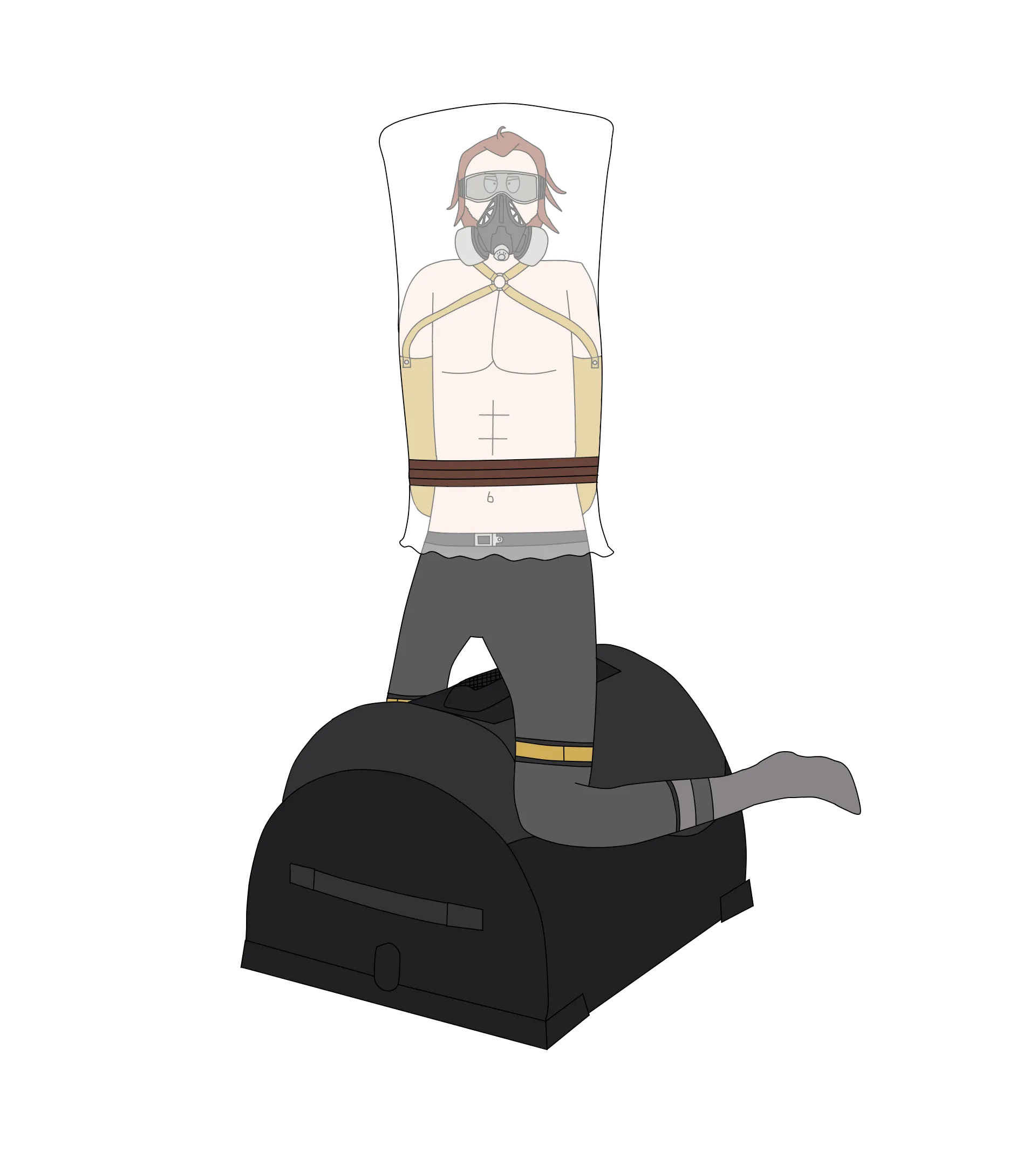 Caustic from Apex Legends bagged while riding a sybian