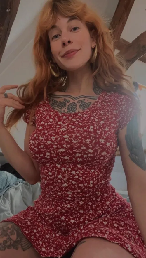 In a summer dress