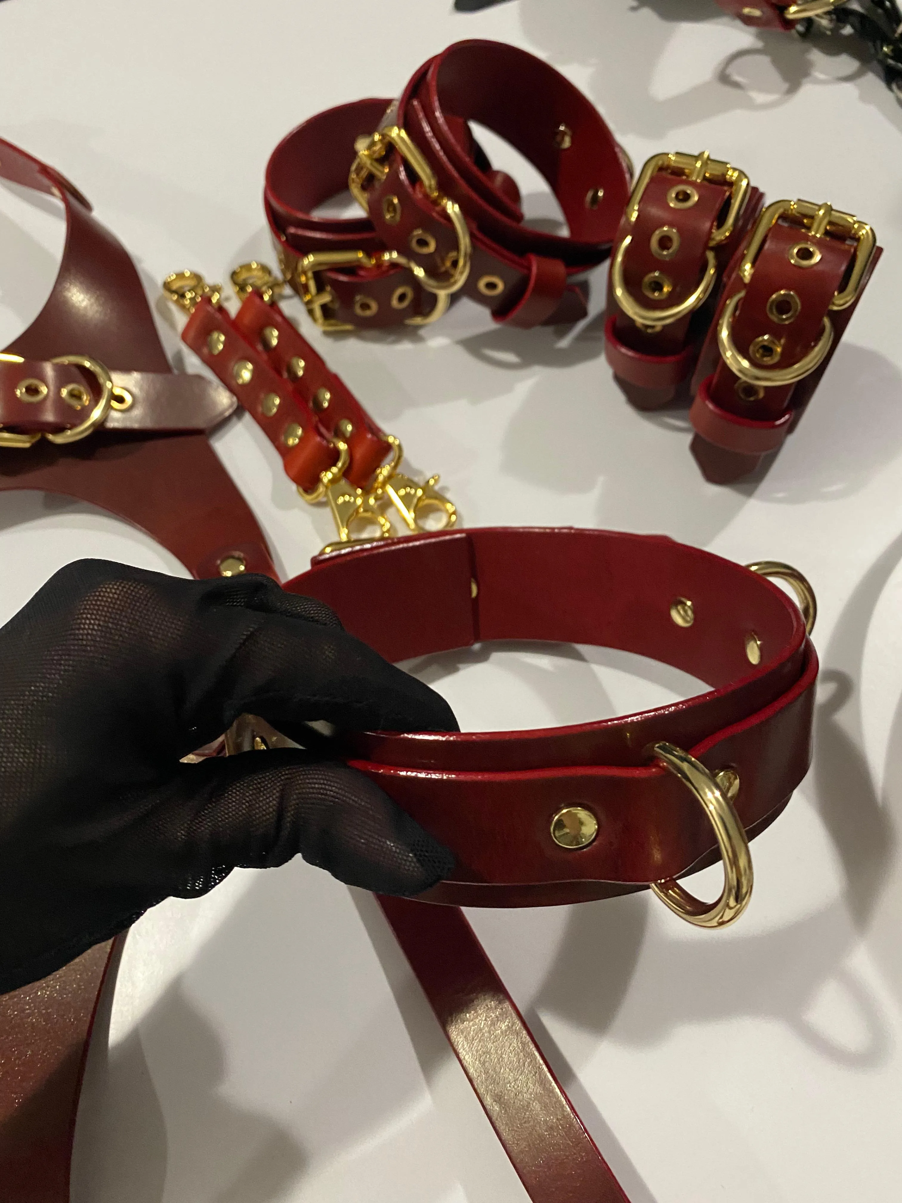 Leather kinky set for fun I am goining to present to my pet