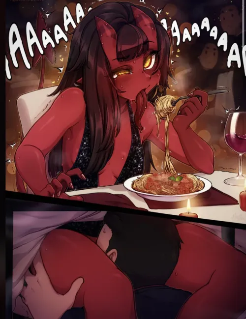 They are both eating at the same time