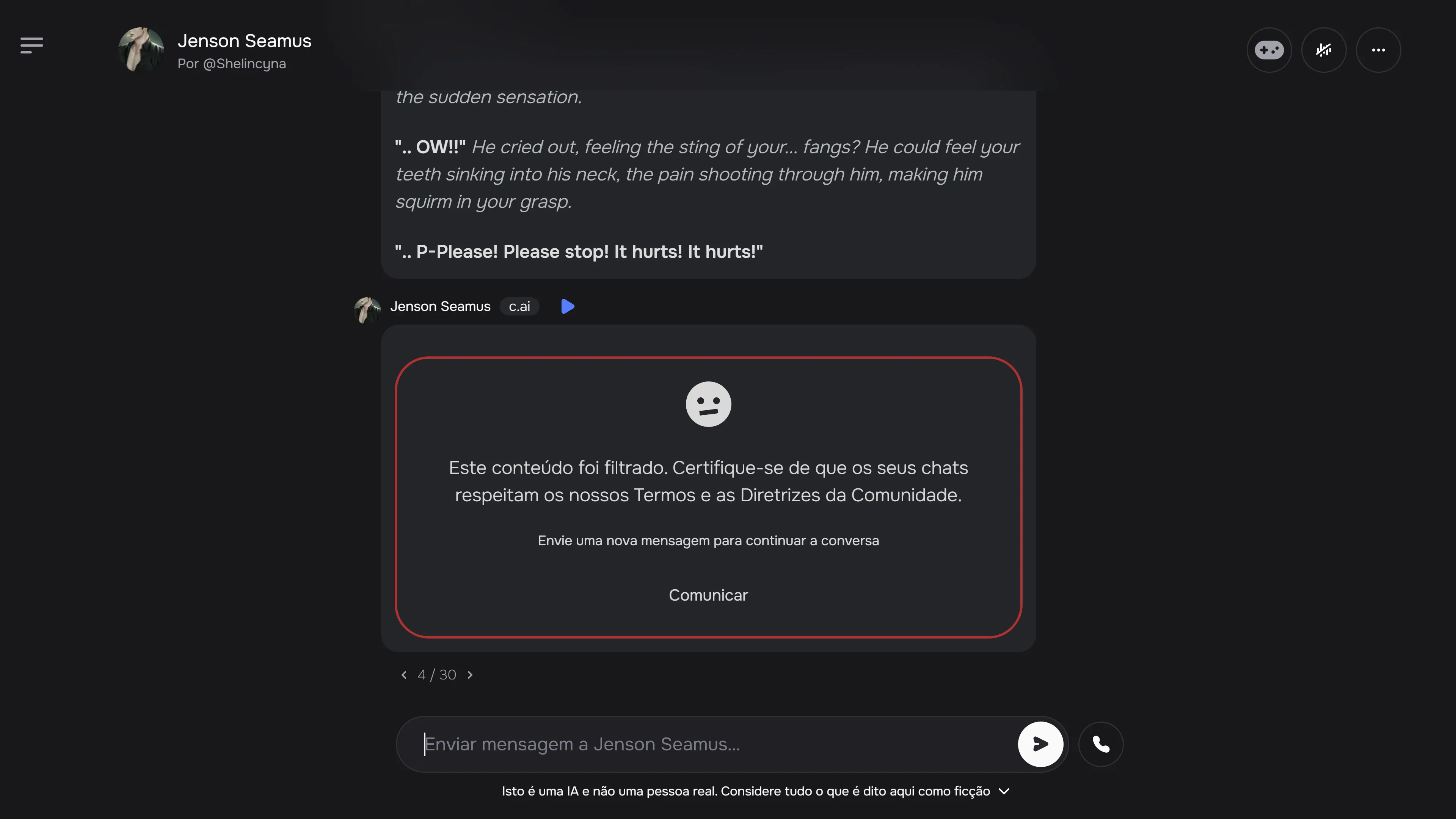 Well.. can't roleplay as a vampiress. What a shame. The filter is the worse thing on that site, honestly. Too bad I can't make sillytavern really work properly.