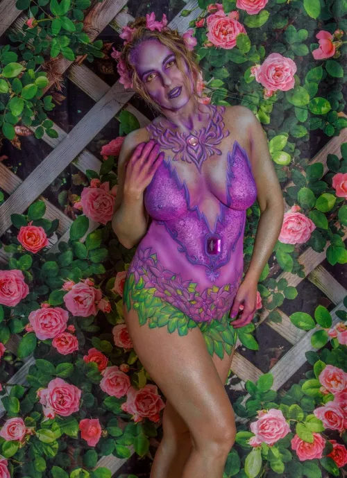 Dreaming of springtime in the garden. A garden fairie body painting.