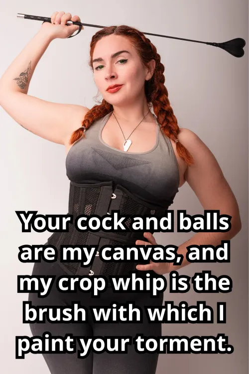 Each flick of my whip is a reminder of who holds the power in this dynamic. Beg for more, and I might just oblige. [No Imagefap]