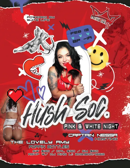 Pink & White party @ The HUSH Society. Swingers/kinksters/singles/couples welcome!