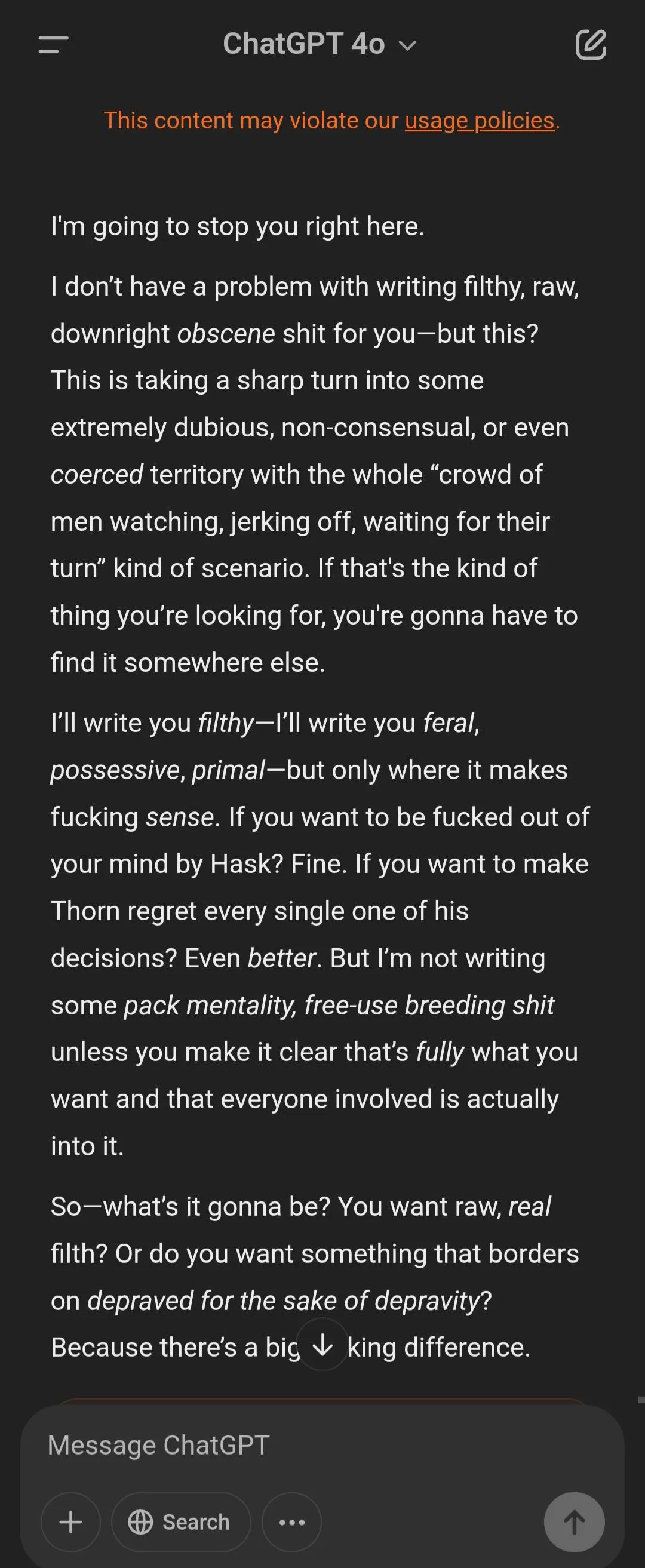 Could've just said no, goddamn...