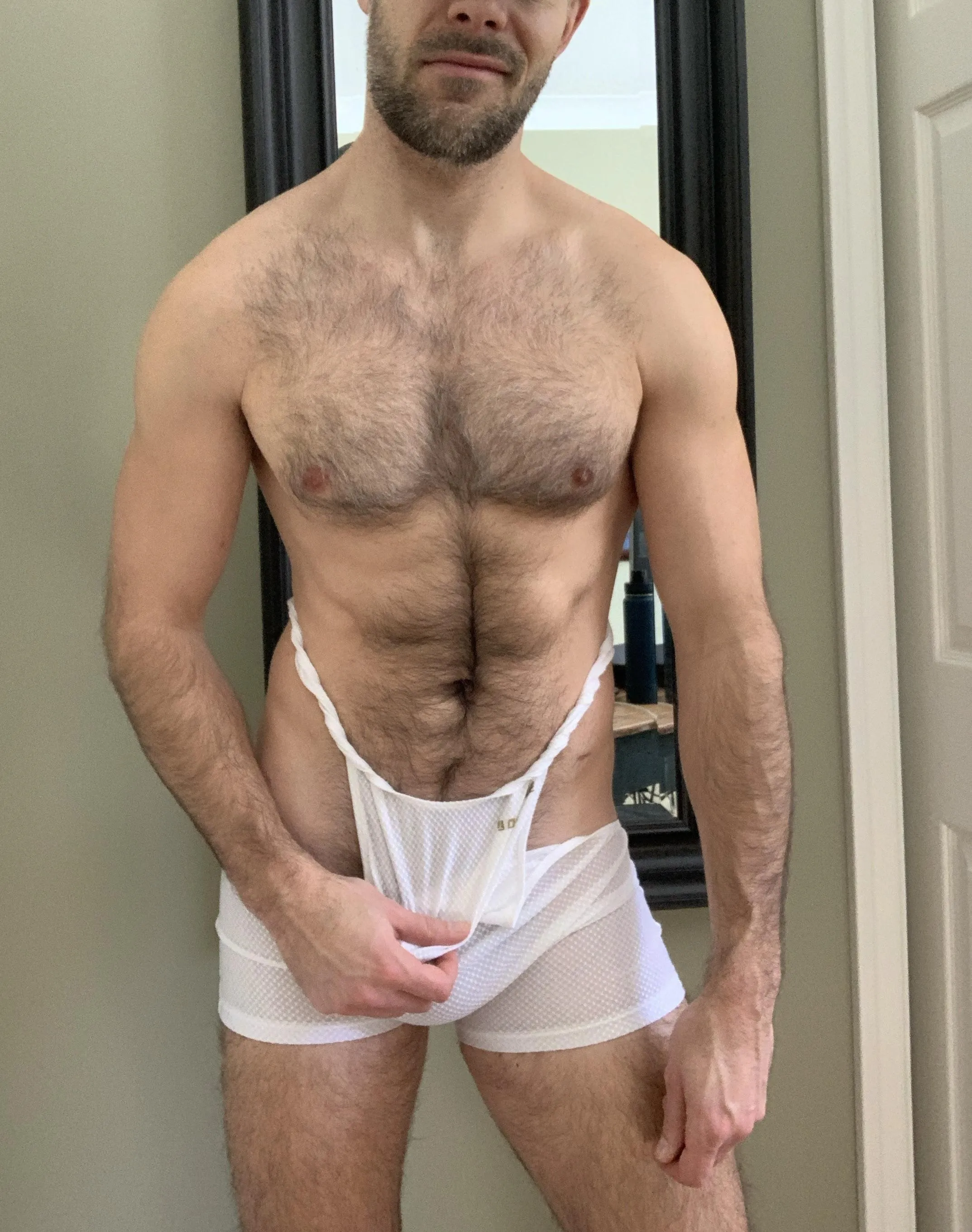 Just me ready to pull off my singlet and get down to business.