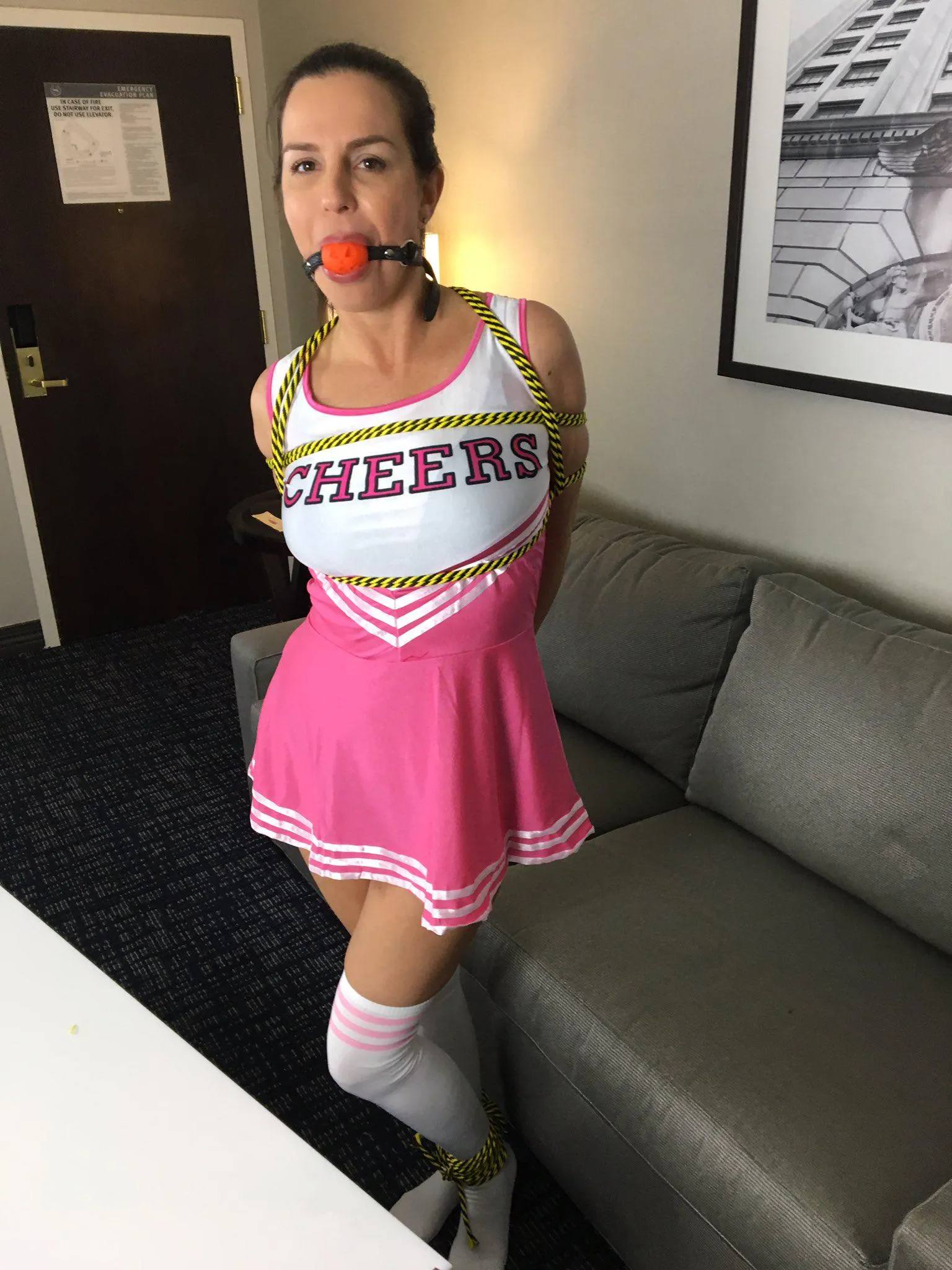 Kobe Lee is ready for the big game. she is the halftime entertainment at the party