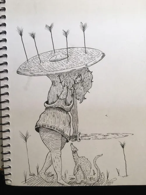 protection,by me, drawing in ink