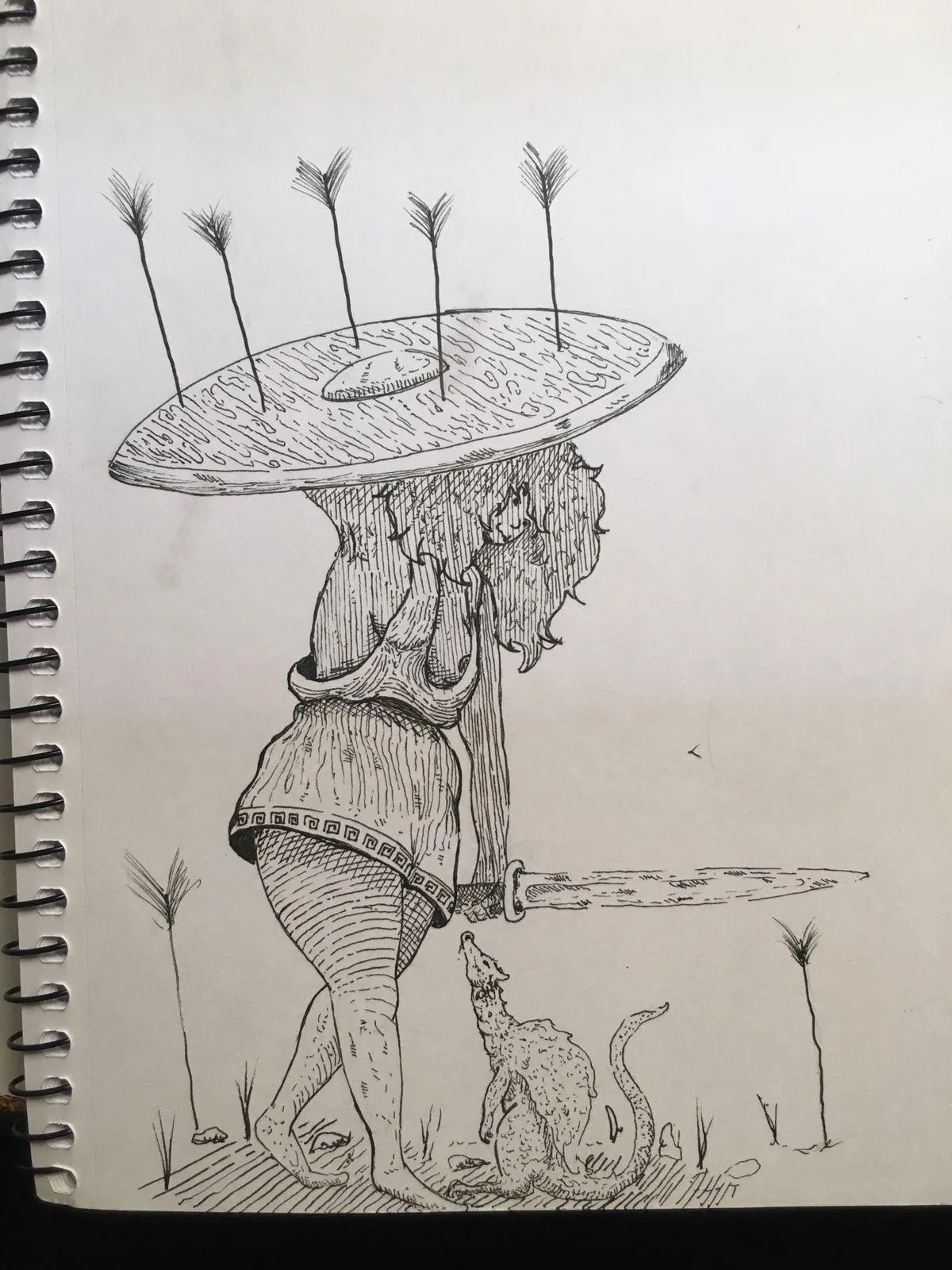 protection,by me, drawing in ink