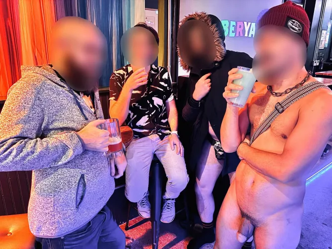 Lost a bet with the crew at a bar in Seattle, ended up having to strip down.