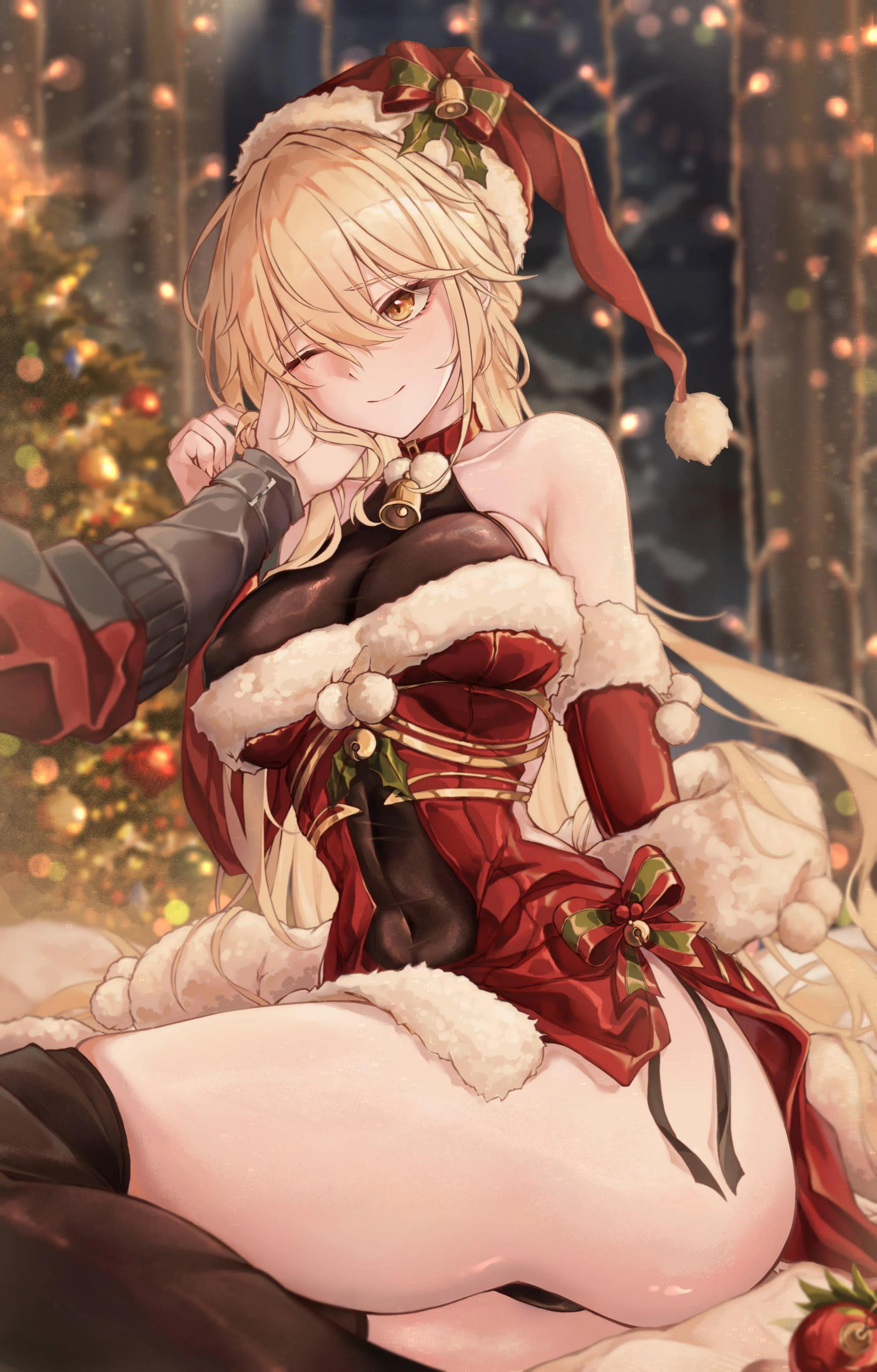 Merry christmas, Master! As you asked, I've dressed myself in a cute christmas outfit, now love me like you promised :3