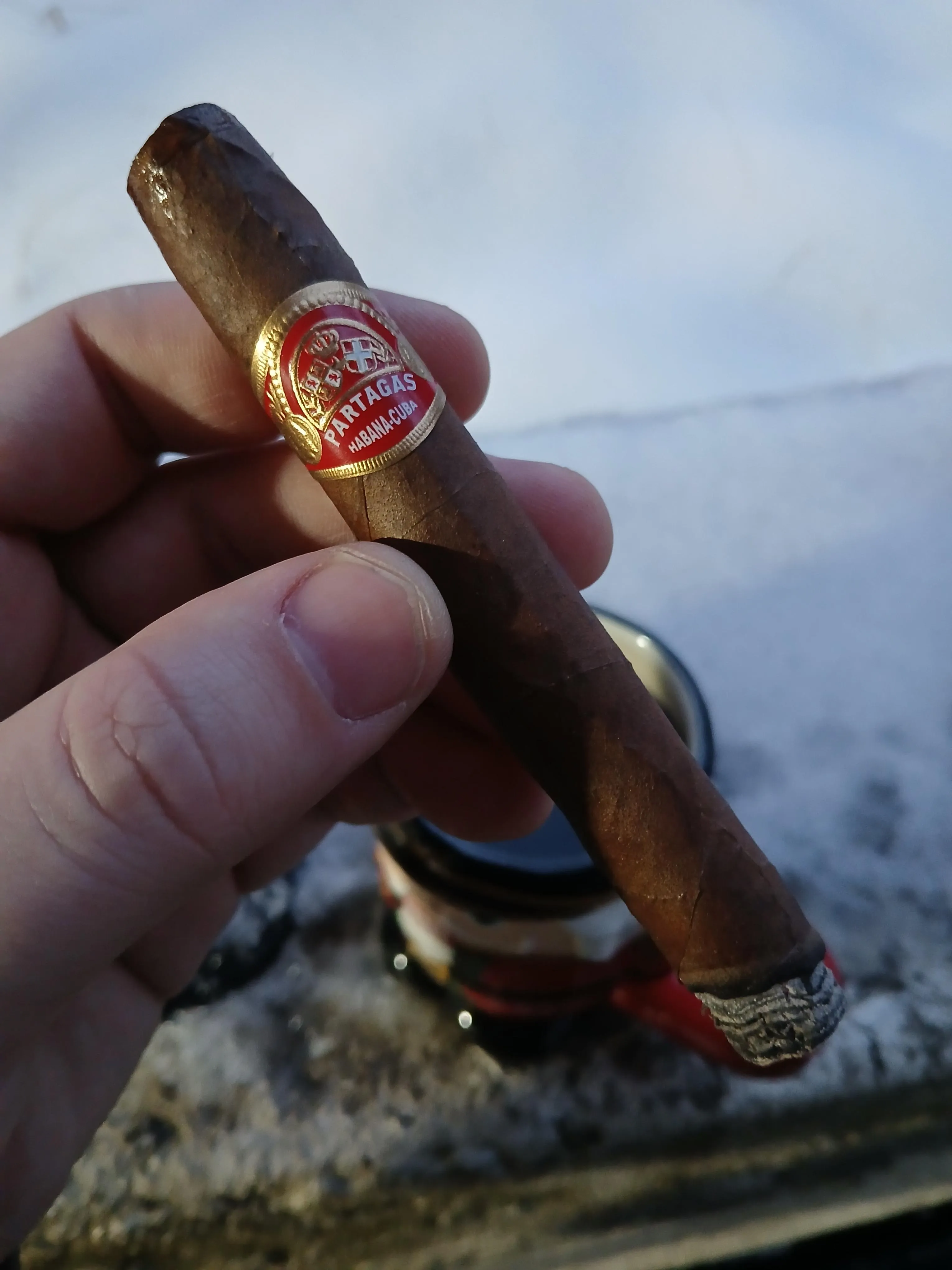 Partagas and coffee on a snowy morning before church