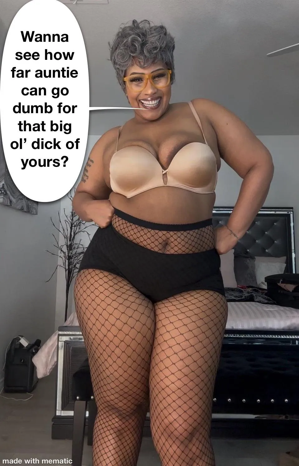 I’d fuck the wig and makeup off her ass