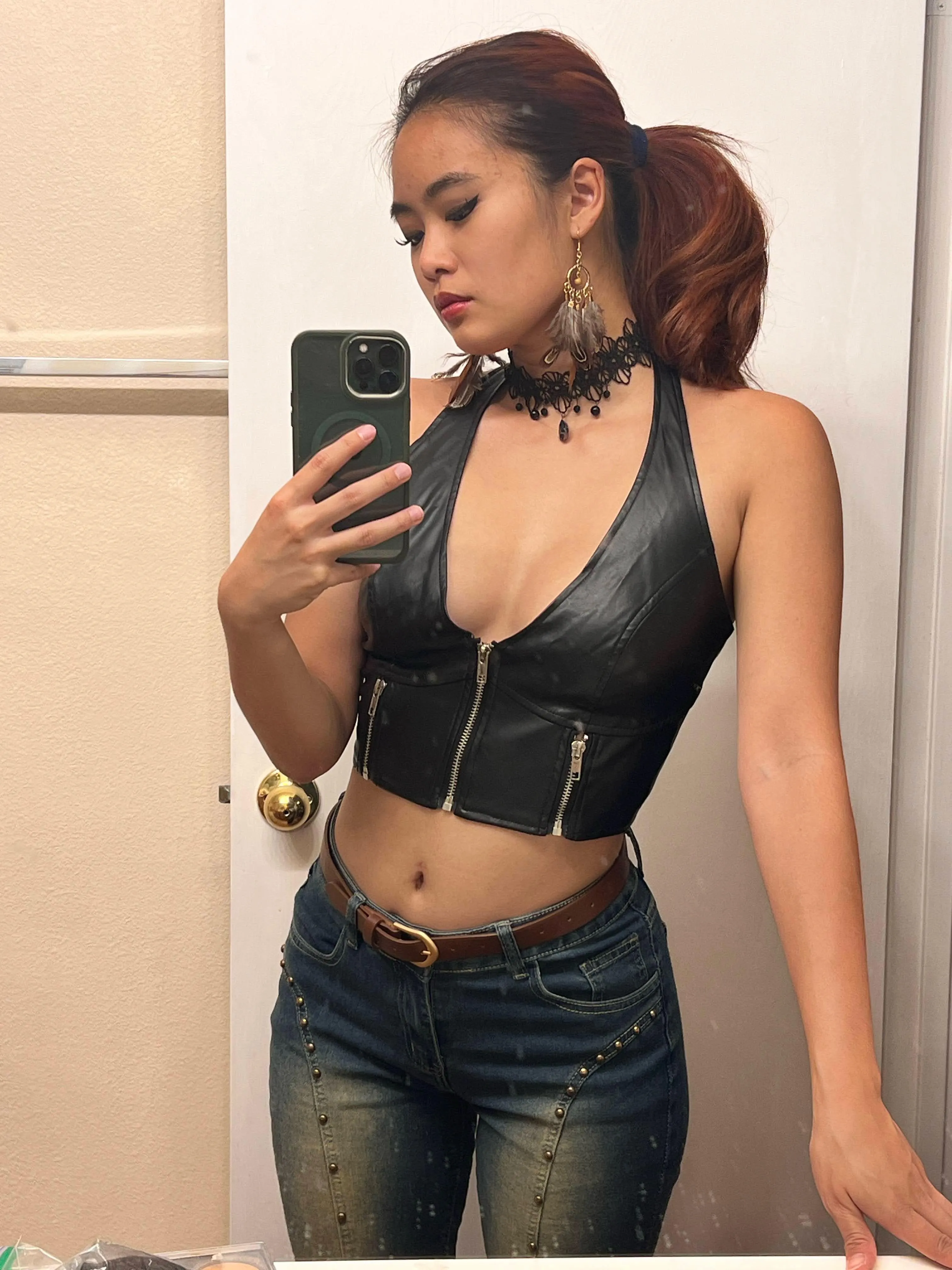 Leather and lace, the ultimate combo