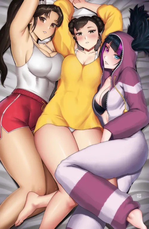 Mai, Chun Li and Juri sleep over (Final Cake)