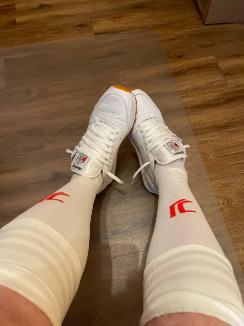 Footie socks and reeboks.