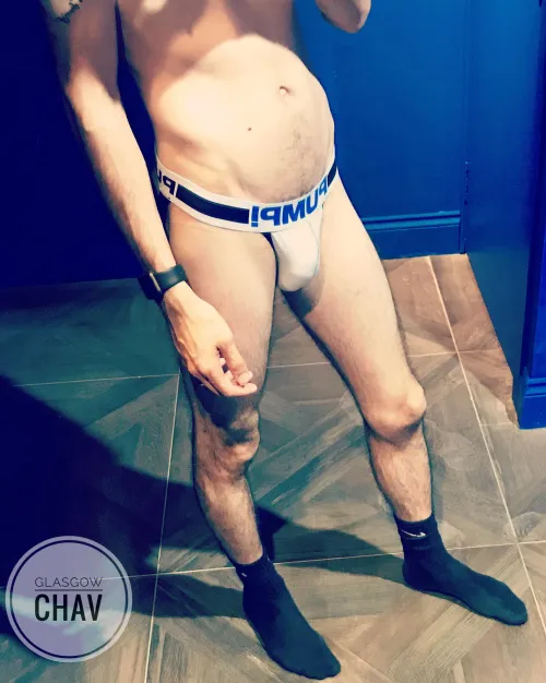 Just a scally lad chilling in his jockstrap and socks 🩲 🧦 😈