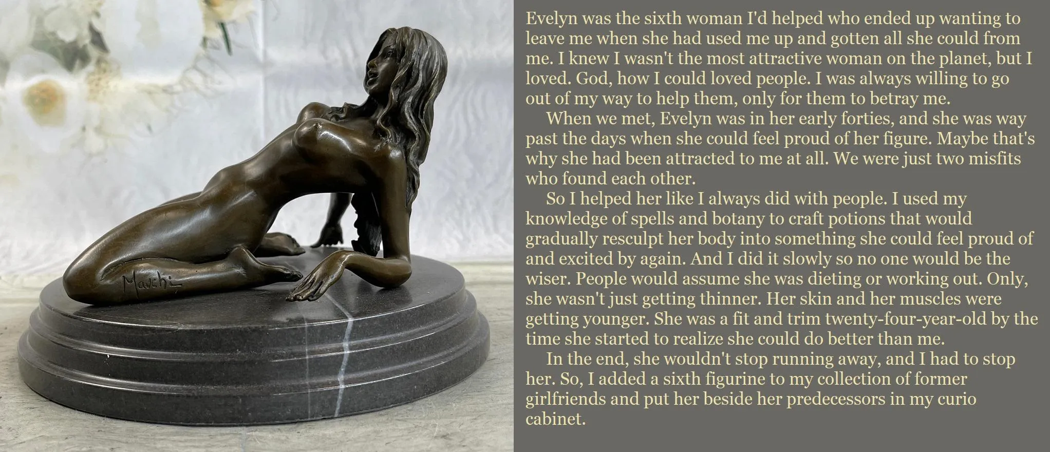 New Caption! Finally Proud of Her Body statue #statuefication #inanimatetransformation #magicaltransformation #revenge #femdom #dolltf #dollification #caption