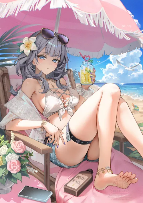 Drinking lemonade at the beach [Artist's OC]