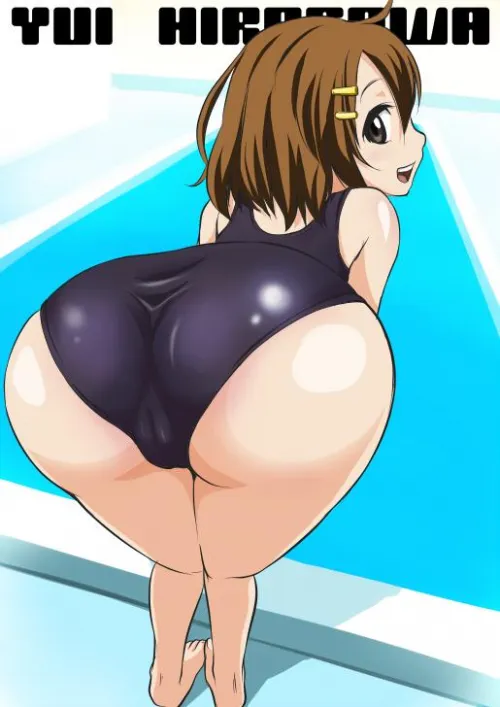 Hirasawa Yui Likes to Flaunt her Thicc Booty in School Swimsuit [K-On] (Taku-tama)