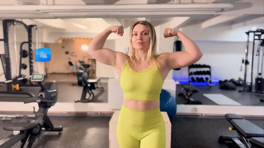 I enjoy standing out in this brightly colored gym suit