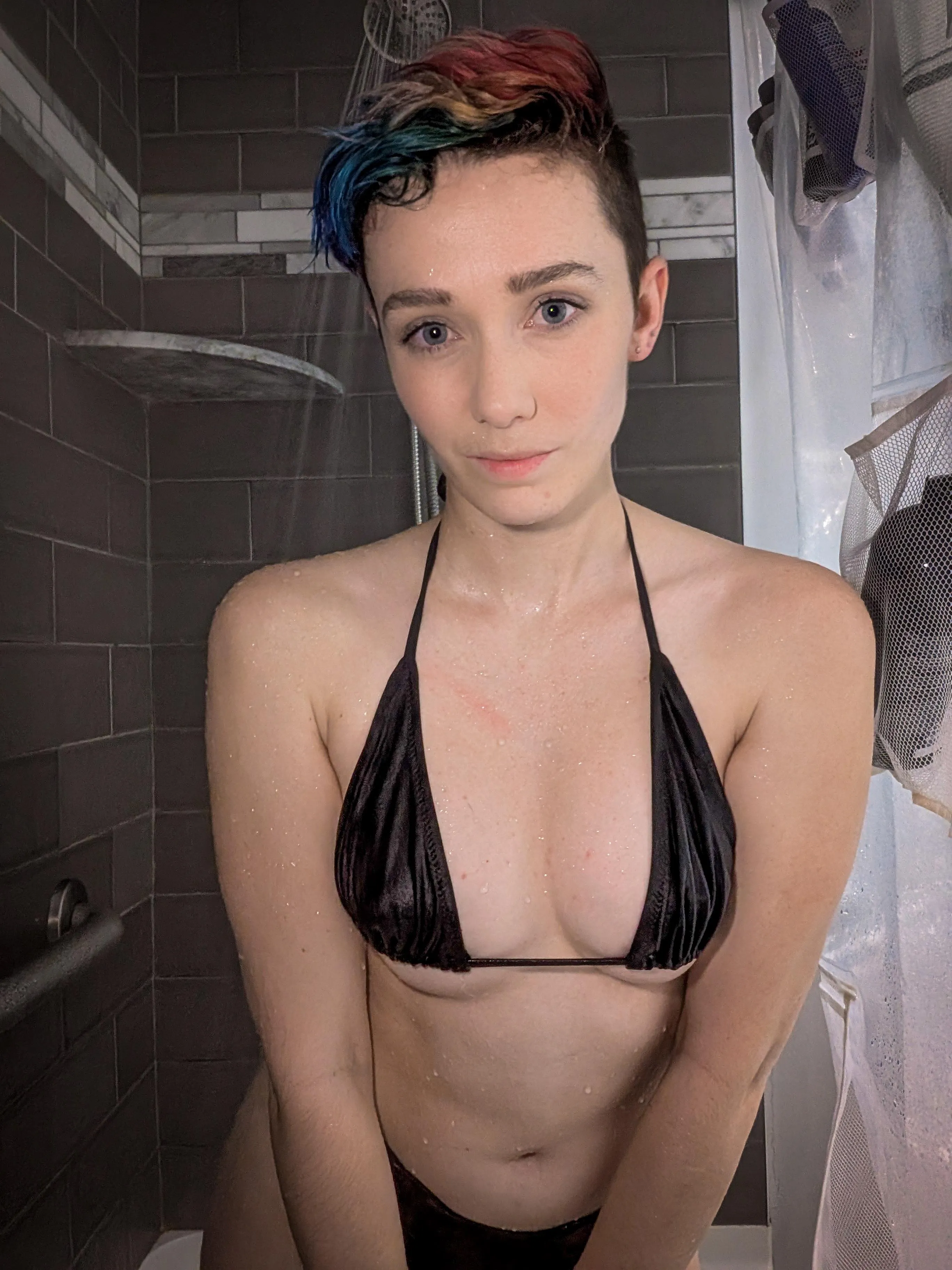 It's too cold outside but wanted to show off my new wet black bikini!