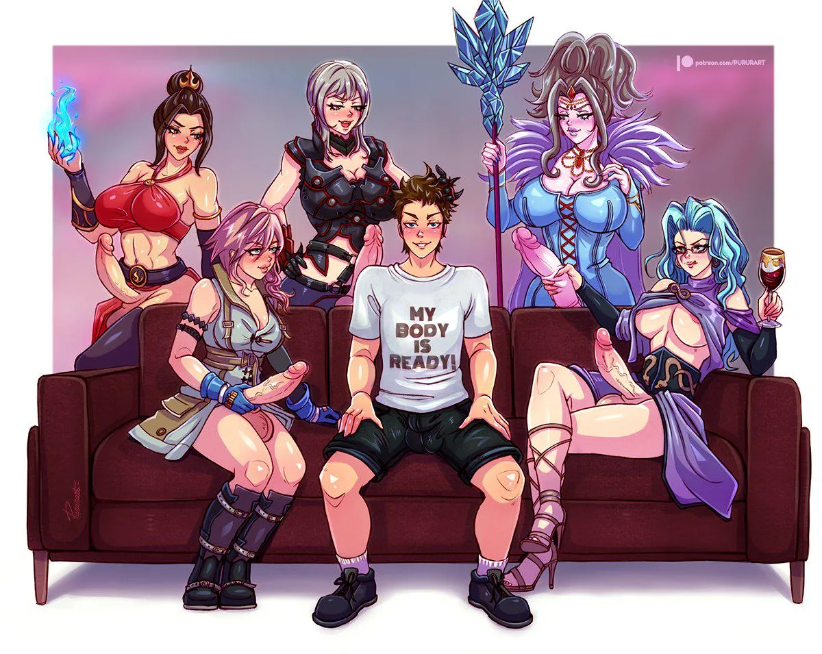 One man can handle five well-endowed futas (pururart)