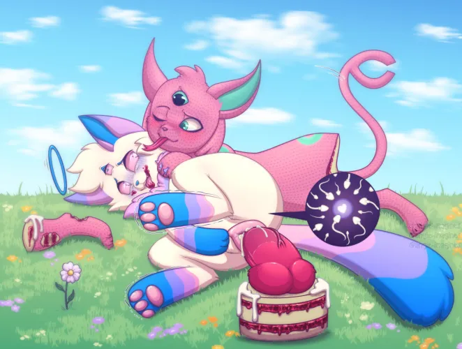 Art by Angie Creates, contains Candy Gore but is generally just alien cats having a romp
