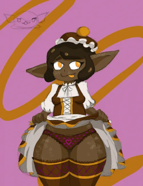 [Artist:me] Finished Milk Chocolate Caramel half-slime goblin!