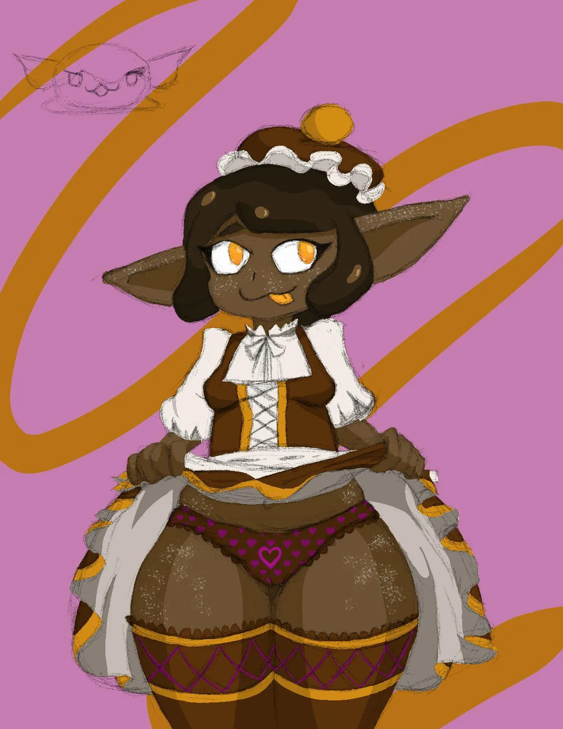 [Artist:me] Finished Milk Chocolate Caramel half-slime goblin!