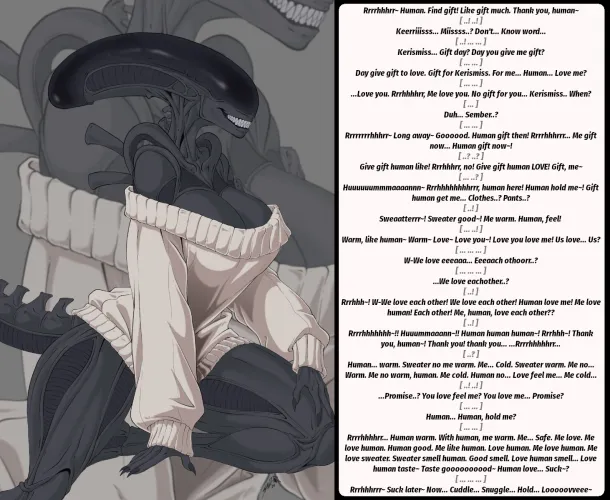 Rrrhhrrrrr~ Human... Me... Love~ [Alien] [Wholesome] [Cute] [Sweater] Artist: KabhaalVT