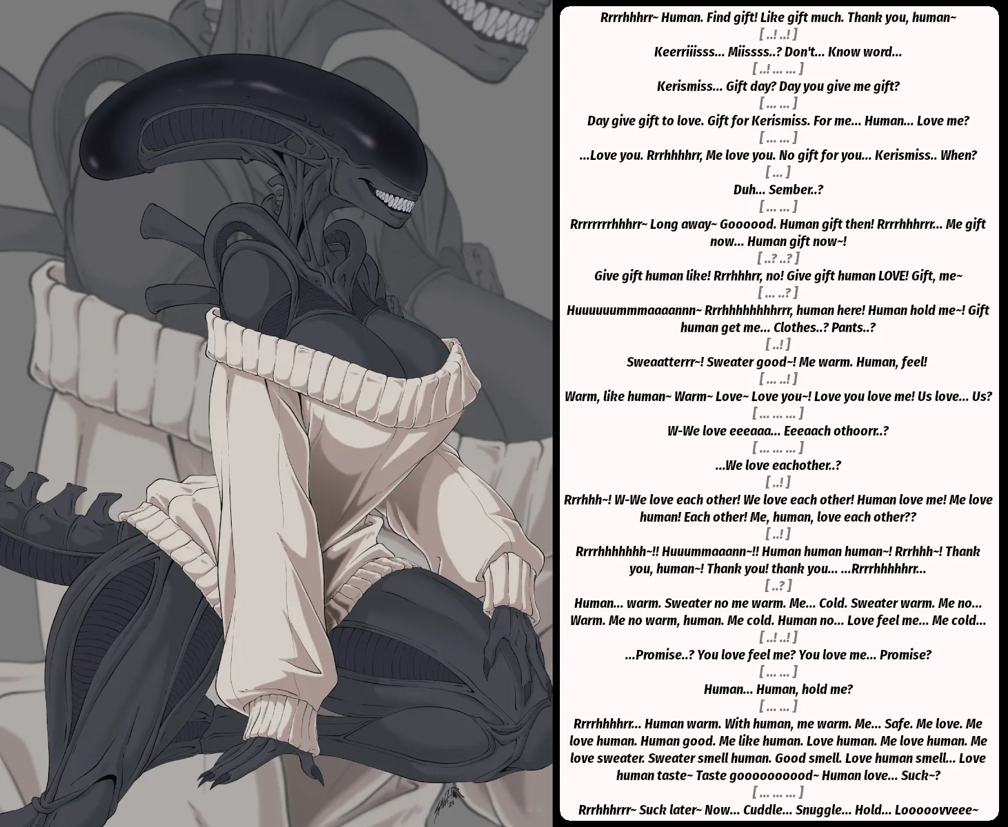 Rrrhhrrrrr~ Human... Me... Love~ [Alien] [Wholesome] [Cute] [Sweater] Artist: KabhaalVT