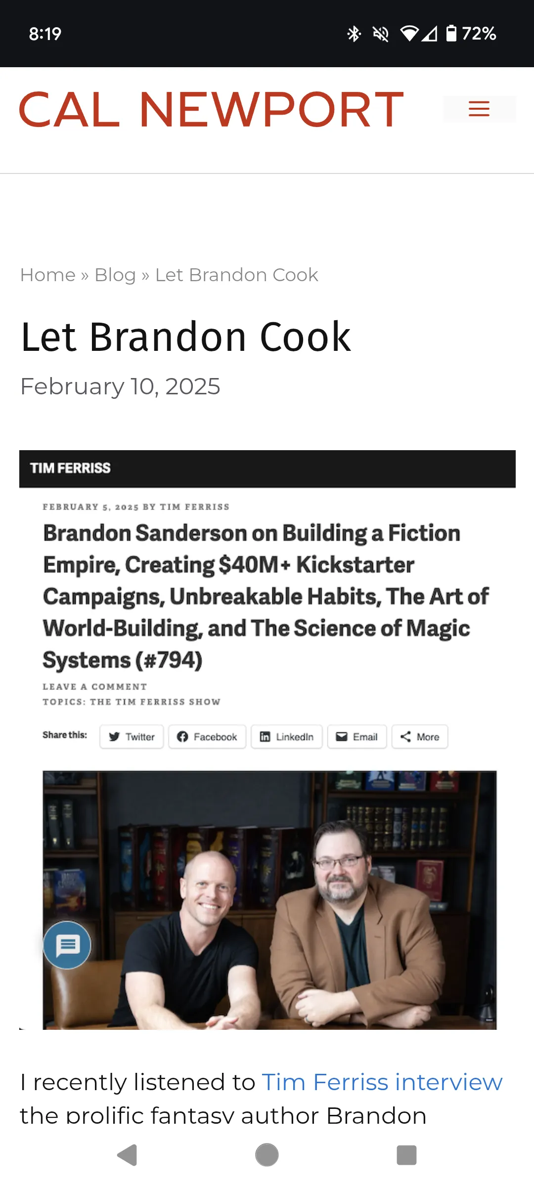 Isn't that the fucking problem? He (or his wife) cooks too fucking much. He can't be stopped. All that extra energy from the extra calories has created an indomitable writing machine. STOP ENCOURAGING THIS BEHAVIOR