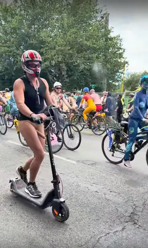 At a naked bike ride ....