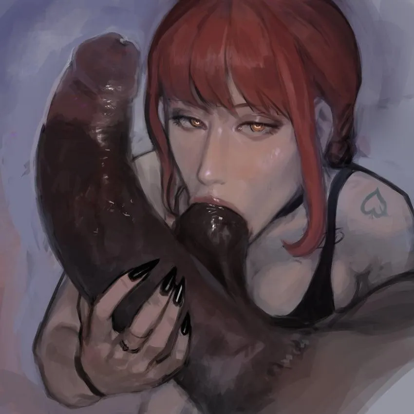 Even Makima can't resist BBC 🤭 (Artist: Fatteacoffee)