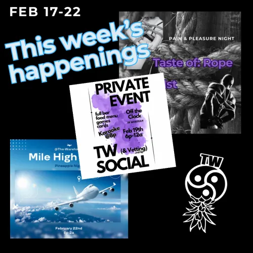Month two of the new year is almost over! Come out and enjoy the next set of social time and events with us! Social on Wednesday with Karaoke after, Taste of: Rope on Friday and our Mile High Pineapple party on Saturday! Tag a friend and we'll see u the